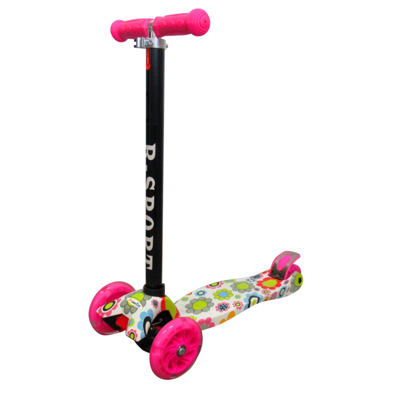 R-Sport Kinderroller H2 Pink mit LED-Rädern, dreirädrig
