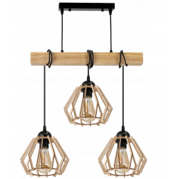 Závěsné stropní svítidlo LED dřevěný trámový 3xE27 podkrovní lustr brilantní dřevěný