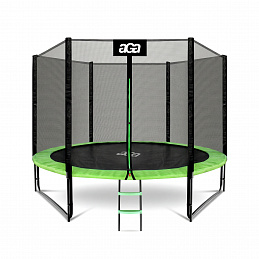 Aga SPORT PRO Trampolin 305 cm 10 ft Hellgrün, Kindertrampolin, Gartentrampolin mit Sicherheitsnetz + Sicherheitsnetz + Leiter