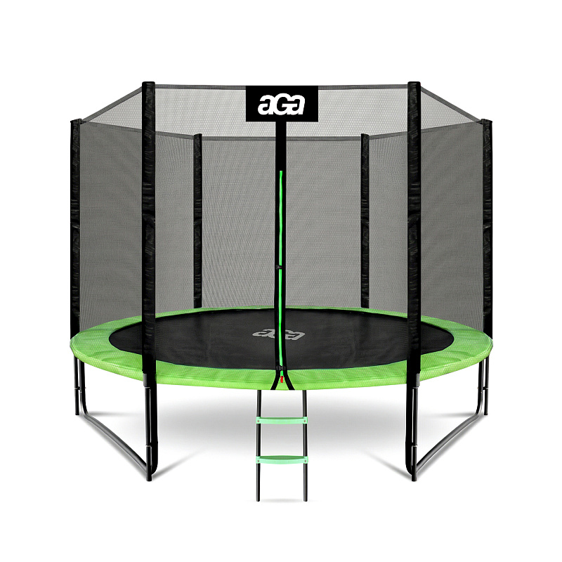Aga SPORT PRO Trampolin 305 cm 10 ft Hellgrün, Kindertrampolin, Gartentrampolin mit Sicherheitsnetz + Sicherheitsnetz + Leiter