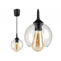 Skleněné závěsné stropní svítidlo, LED E27 lustr, průhledná koule
