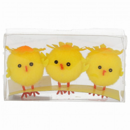 Zestaw 3 kurczaków z kwiatkiem na głowie wielkanocne