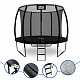 Aga SPORT EXCLUSIVE Trampolin 305 cm 10 ft Schwarz, Kindertrampolin, Gartentrampolin mit Sicherheitsnetz + Schutznetz + Leiter