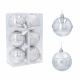Aga Weihnachtskugeln 7cm 6 Stück Silber/Schneeflocken