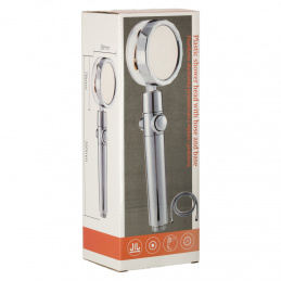 Słuchawka prysznicowa z turbiną i filtrem + wąż srebrna zestaw Słuchawka prysznicowa z turbiną i filtrem + wąż srebrna zestaw