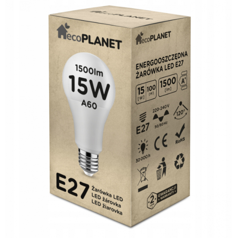 LED-Glühbirne E27 A60 15W 1500lm - weiß neutral