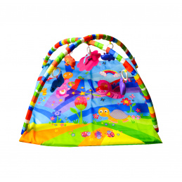 Aga4Kids Spieldecke MRBM08 Baby Krabbeldecke mit Spielbogen,Spieldecke mit 5 abnehmbaren Spielzeugen