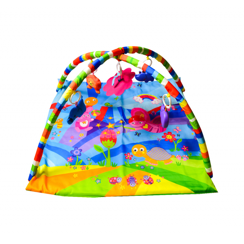 Aga4Kids Spieldecke MRBM08 Baby Krabbeldecke mit Spielbogen,Spieldecke mit 5 abnehmbaren Spielzeugen