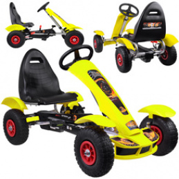 Żółty sportowy GOKART na pedały dla dzieci do 50kg - Pompowane koła SP0209 uniwersalny Żółty sportowy GOKART na pedały dla dzieci do 50kg - Pompowane koła SP0209 uniwersalny