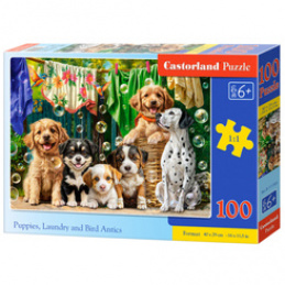 Puzzle 100-elementów Puppies, Laundry and Bird Antics B-111305 uniwersalny