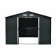 Aga Gartenhaus MR4053 – 301x214x238 cm - verzinkter Stahl – 7,2 m2 - Dunkelgrau  – Große Doppelschiebetüren – mit Lüftungsgittern