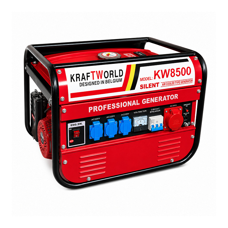 KraftWorld Notstromaggregat, Stromerzeuger 2000Watt 3x230V 1x400V 4-Takt, Stromgenerator, Benzin Stromaggregat, Benzin Aggregat