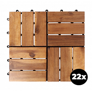 Linder Exclusiv Set Akazie Holzfliesen, Akazien-Terrassenfliesen 30x30 cm 22er Set