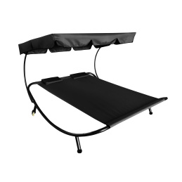 Aga Sonnenliege Doppelliege mit Dach für 2-Personen Schwarz