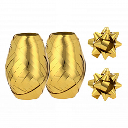 Aga 2x Geschenkband 0,5 cm x 20 m + 6x golde Sterne