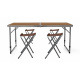 Aga Camping Set – Faltbarer Campingtisch mit 4 Hockern – höhenverstellbar –  kompakt & wetterfest - Aluminium – Koffertisch für 4 Personen - Braun