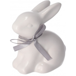 Ceramiczny zajączek do postawienia z kokardką