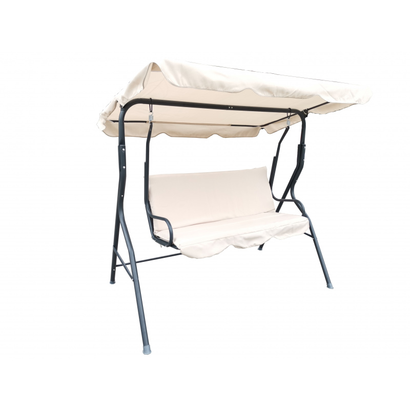 Linder Exclusiv 3-Sitzer Hollywoodschaukeln Gartenschaukel mit Sonnendach Schaukelbank Gartenliege Beige