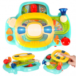Dětský interaktivní volant do kočárku simulátor hudby zní modře
