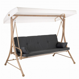 Huśtawka bujana ogrodowa 3-osobowa z daszkiem - rozkładana na płasko