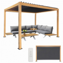 Pergola ogrodowa 3x4 m oświetlenie LED 4 kurtyny boczne antracytowe - pilot