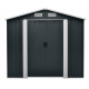 Aga Gartenhaus MR4051 - 4,1 m2 - 236x206x174 cm - für Werkzeuge - verzinkter Stahl - Garten-Lagerschuppen - Dunkelgrau - Große Doppelschiebetüren