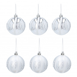Aga Weihnachtskugeln 7cm 6 Stück Silber/Perlen