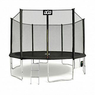 Aga SPORT PRO Trampolin 430 cm Schwarz + Sicherheitsnetz + Leiter + Schuhfach