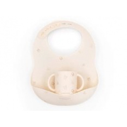 Śliniak silikonowy z kieszonką + kubeczek silikonowy Zwierzątka 6m+ BAMBOOM uniwersalny