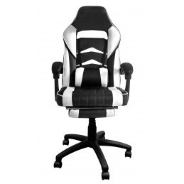 Aga Spielstuhl, Bürostuhl,Drehbarer Spielstuhl, Gamingstuhl, Racing Schreibtischstuhl,Chefsessel mit Fußstütze- Weiß