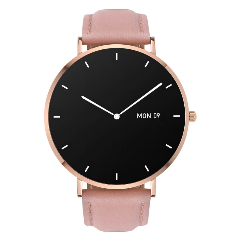 Garett Verona Smartwatch Gold mit rosa Lederarmband