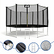 Aga SPORT PRO Trampolin 366 cm 12 ft Schwarz,Kindertrampolin,Gartentrampolin mit Sicherheitsnetz + Schutznetz + Leiter