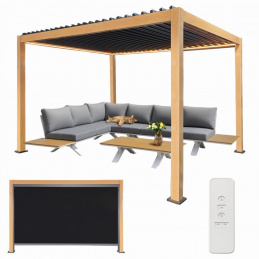 Pergola ogrodowa 3x4 m oświetlenie LED 4 kurtyny boczne - pilot