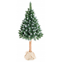 Aga Weihnachtsbaum leicht künstlisch beschneite Fichte 220 cm mit Baumstamm im einem Blumentopf, Künstlicher Weihnachtsbaum, Tannenbaum mit ständer, Christbaum, Kunstbaum Weihnachten