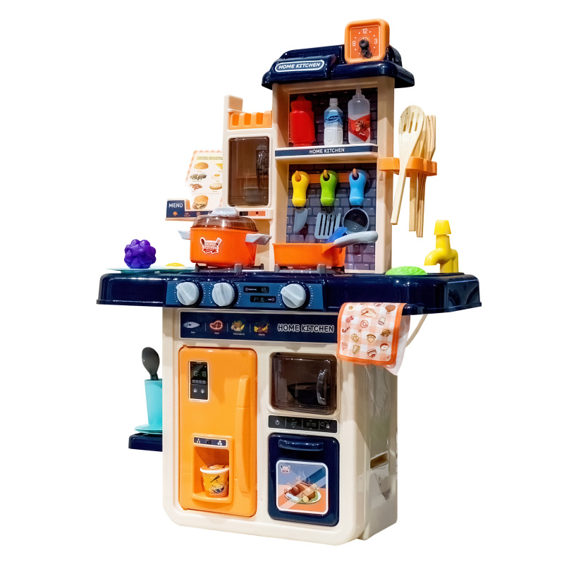 Aga4Kids Plastikküche mit Wasserpumpe, zwei Induktionskochfelder, Regal und Haken für Küchenzubehör