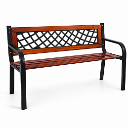 Linder Exclusiv Gartenbank 2-Sitzer Sitzbank aus Holz-Metall Parkbank bis 150Kg mit Rückenlehnen Gartenmöbel Holzbank MC4412 118x52x74 cm