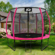 Aga SPORT EXCLUSIVE Trampolin, Kindertrampolin, Gartentrampolin mit Sicherheitsnetz 305 cm Rosa + Schutznetz + Leiter