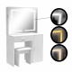 Aga Schminktisch mit Spiegel und LED-Beleuchtung + Hocker Mattweiß