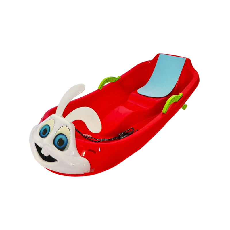 Aga Kinder Schlitten DS497 Kaninchen, Hochwertige Kinderschlitten mit Bremsen, stabile und schöne Schlitten aus Kunststoff mit Kaninchen