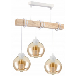 LED závěsné stropní svítidlo, dřevěný trám, 3xE27, Jantarový lustr - bílý