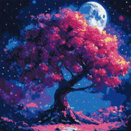 Malowanie po numerach 40 x 40 cm KHO6384 Sylwetka drzewa AP0096 uniwersalny