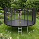 Aga SPORT PRO Trampolin 366 cm 12 ft Schwarz,Kindertrampolin,Gartentrampolin mit Sicherheitsnetz + Schutznetz + Leiter