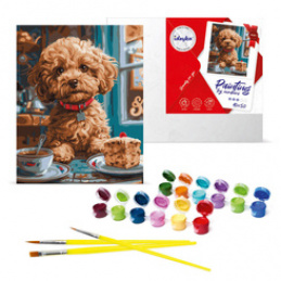 Zestaw do malowania po numerach Maltipoo w kawiarni KHO6618 40x50 AP0041 uniwersalny