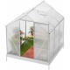 Aga Garten- Gewächshaus UV-gefilterten Polycarbonat-Kammerplatten,mit klappbaren Dachfenster und Schiebetür MR4037 190x190x207 cm + Sockel