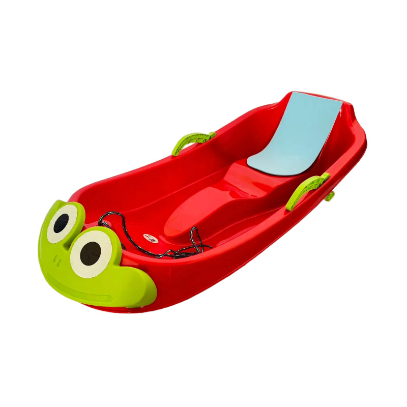 Aga Kinder Schlitten DS497 Frosch, Hochwertige Kinderschlitten mit Bremsen, stabile und schöne Schlitten aus Kunststoff mit Frosch