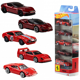 Hot Wheels 5 Stück Ferrari-Spielzeugautos JLN12