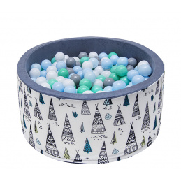 Aga Bällebad für Baby ab 1 Jahr, Rundes Weiches Schaumstoff Bällepool mit 200 Bälle, 90x40 cm Ballgrube Spielzeug für Kleinkinder, 891