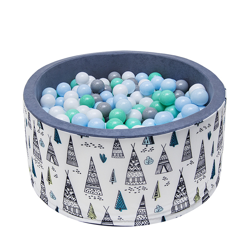Aga Bällebad für Baby ab 1 Jahr, Rundes Weiches Schaumstoff Bällepool mit 200 Bälle, 90x40 cm Ballgrube Spielzeug für Kleinkinder, 891