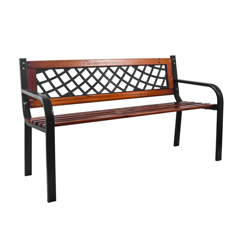 Linder Exclusiv Gartenbank 2-Sitzer Sitzbank aus Holz-Metall Parkbank bis 150Kg mit Rückenlehnen Gartenmöbel Holzbank MC4412 118x52x74 cm