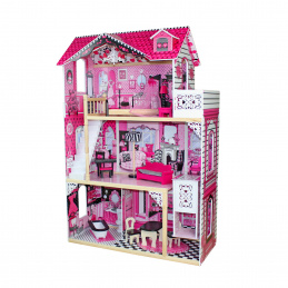 Aga4Kids Grosses XXL Elegantes Puppenhaus in leuchtenden Farben CHARLOTTE, für Puppen bis 30cm - Barbie